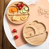 1pcs/3pcs Wooden Feeding Tableware Sets Baby Feeding Bowl Bamboo Non-slip Waterproof Fork Spoon for kids Baby Wooden Plate 2