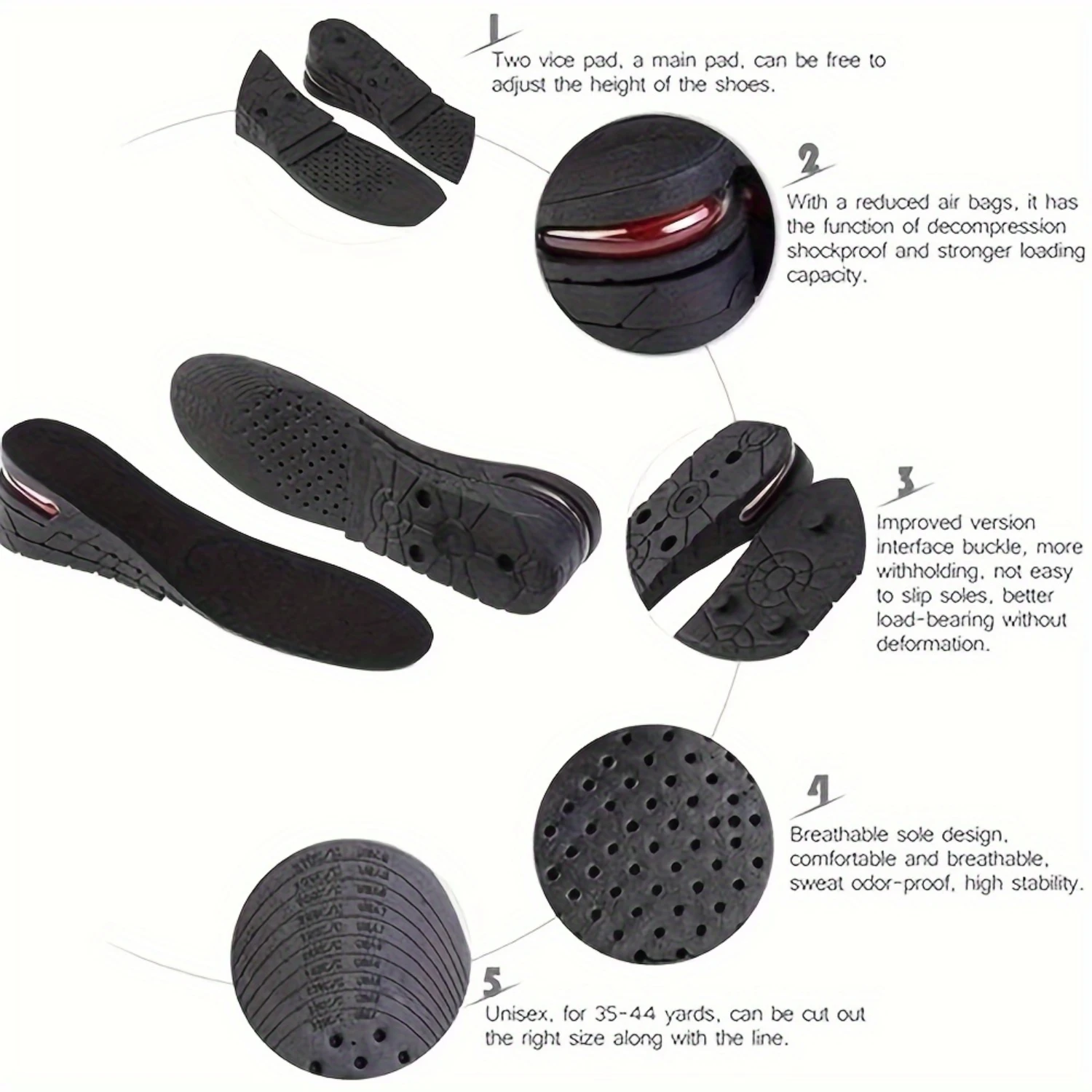 Adjustable ComfortMax Height-Increasing Insoles-Customizable Lift for Men & Women-Instantly Add Height with Concealed Design