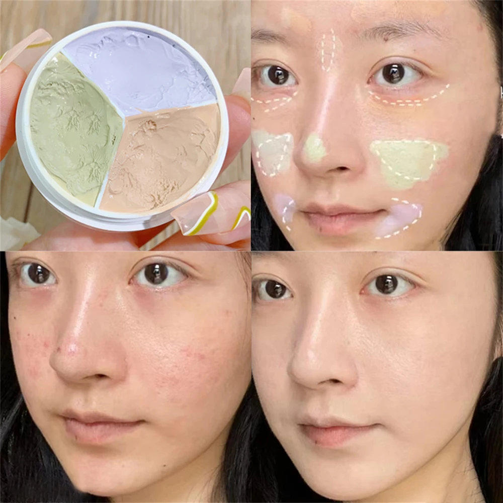 Pure Holding Makeup Three Color Concealer Spot Acne Print Repair Foundation Dark circles are not easy to stick powder liquid concealer,makeup concealer,waterproof concealer,face concealer,concealer palette,concealer foundation cream
