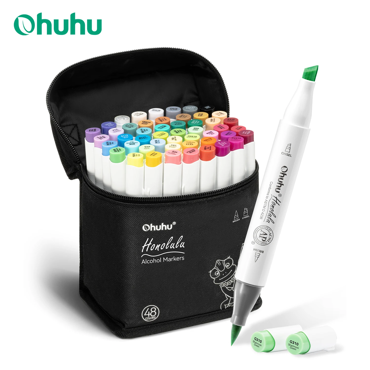 Ohuhu Honolulu 48 Colors Marker Pen Set Alcohol Art Markers