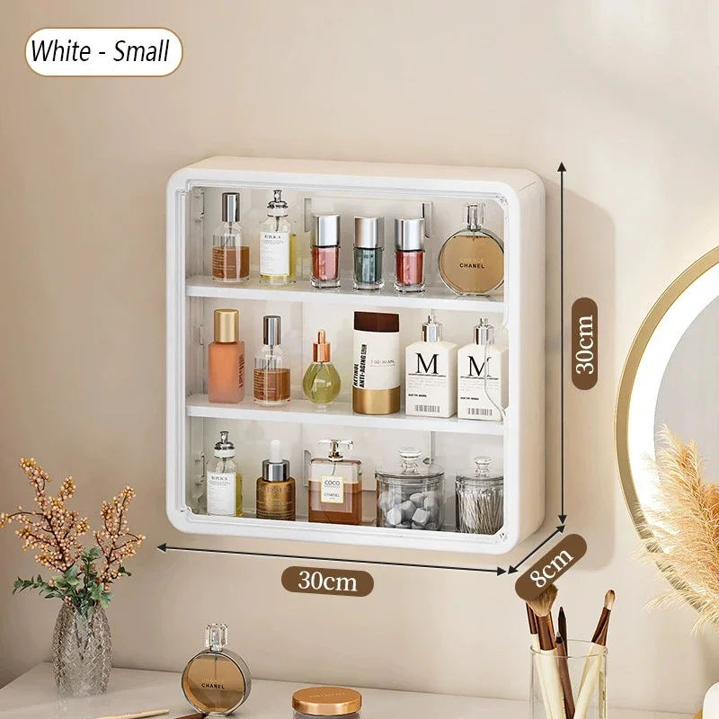 No Drill Bathroom Organizer – Multi-Layer Transparent Cosmetic Display Cabinet with Removable Shelves 6