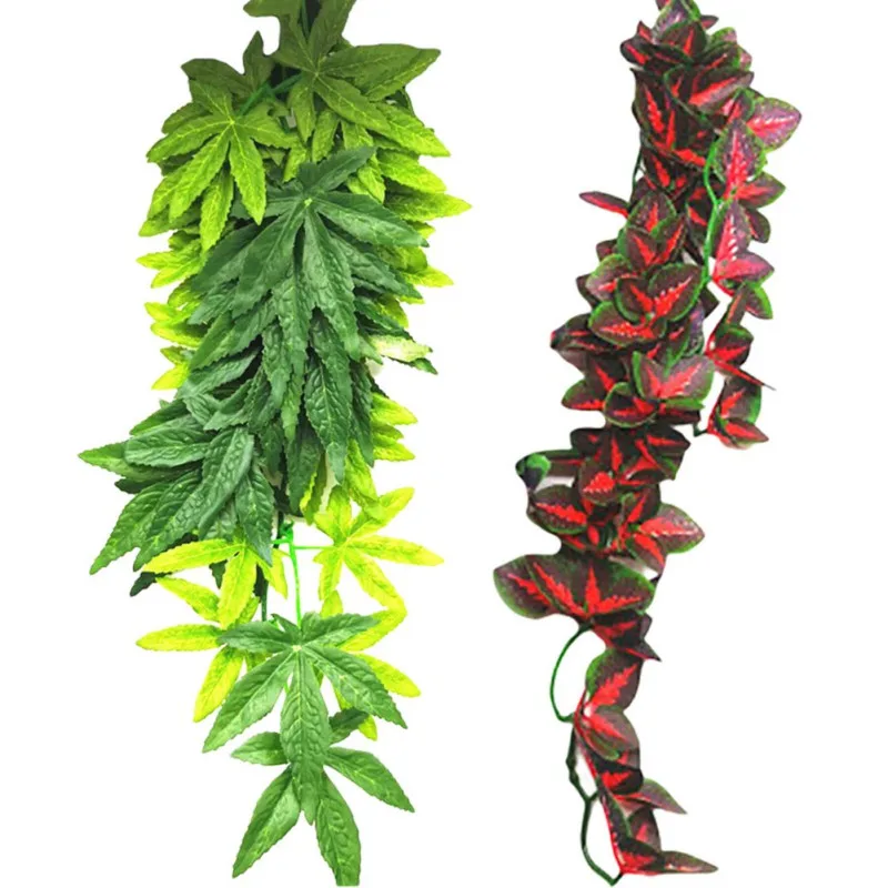 Aquarium accessories artificial plants reptile plastic leaves with sucker