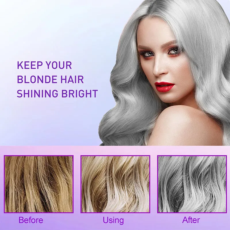 Shampoo colorante per capelli viola per biondo per coprire i capelli grigi non irritanti che sbiadiscono gialli Shampoo per capelli dopo candeggina Rimedio per capelli grigi - immagine 2
