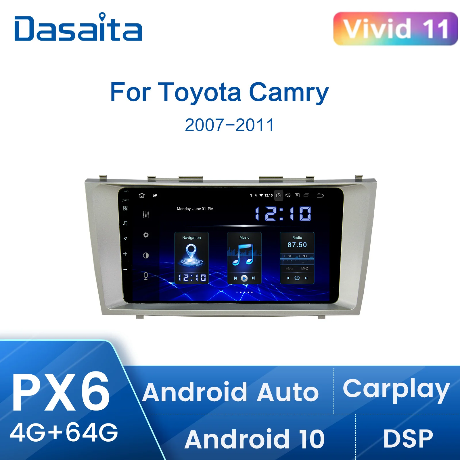 

Dasaita For Toyota Camry 2006 2007 2008 2009 2010 2011 Car Radio Android Auto Carplay GPS Navigation Video Stereo Touch Screen