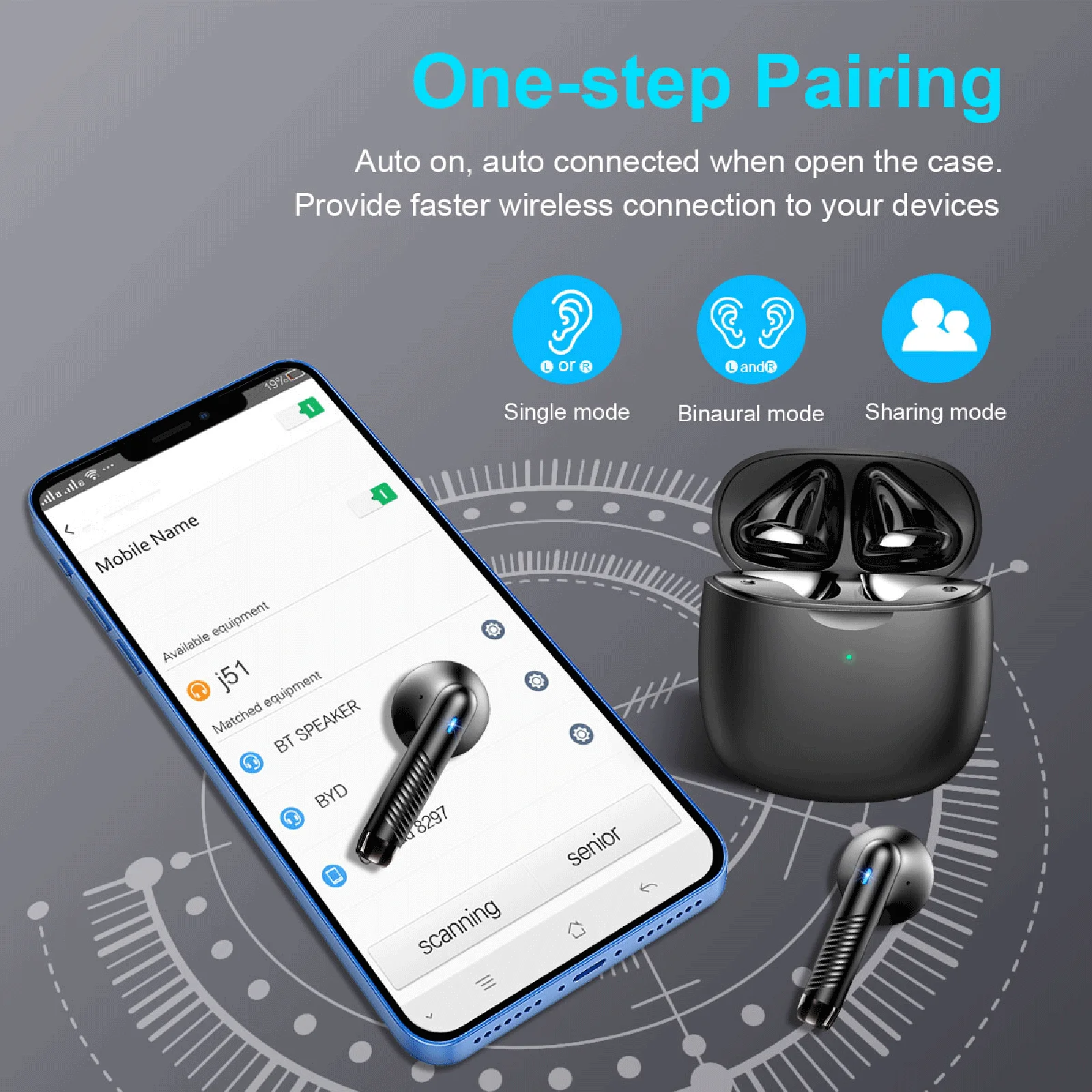 Wireless Earbuds Bluetooth 5.3 Earbuds Stereo Bass in-Ear Noise Cancelling Mic Earphones IP7 Waterproof Sports 40H Playback