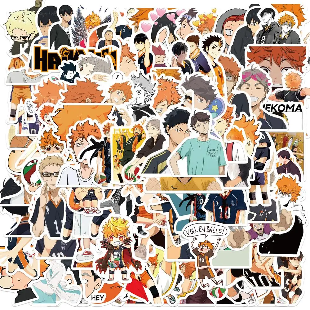 50PCS Mix Anime Sticker Demon Slayer Haikyuu Stickers Poster Graffiti  Decals Laptop Phone Luggage Car Decor For Kids