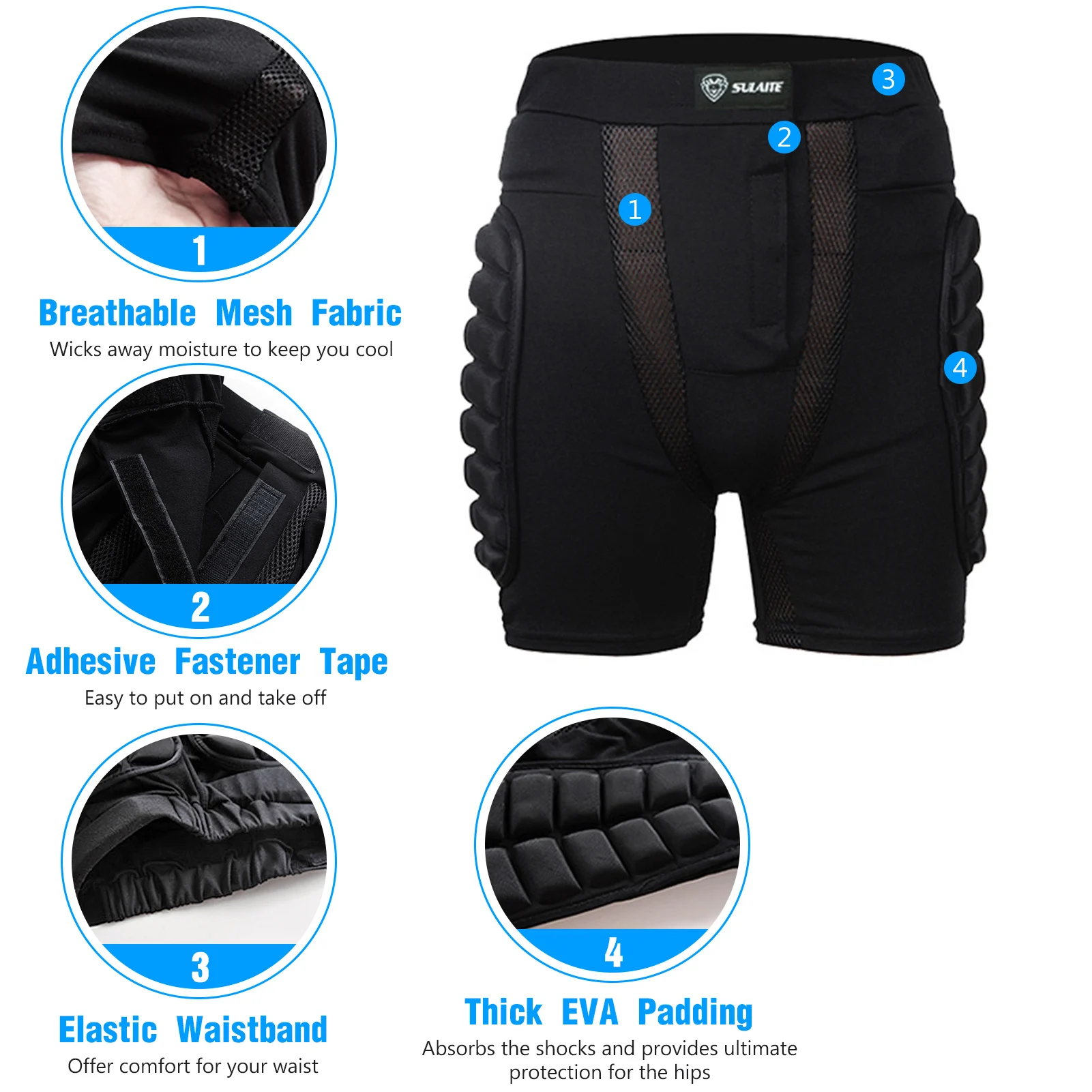 XXL Hip Butt Protection Gewatteerde Shorts Armor Hip Protection Shorts Pad voor Snowboarden Schaatsen Skiën Paardrijshorts Heren Dames  18