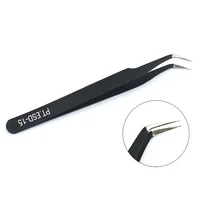 Stainless Steel Black Curved Straight Eyebrow Tweezers Anti Acid Nipper Rhinestone Picking Tool False Eyelash Nail Art Tool 2