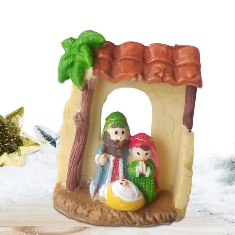 Christmas Nativity Scene Jesus Resin Statue Novelty Holy Family Christmas Decoration Supplies For Study Room Porch Display Case