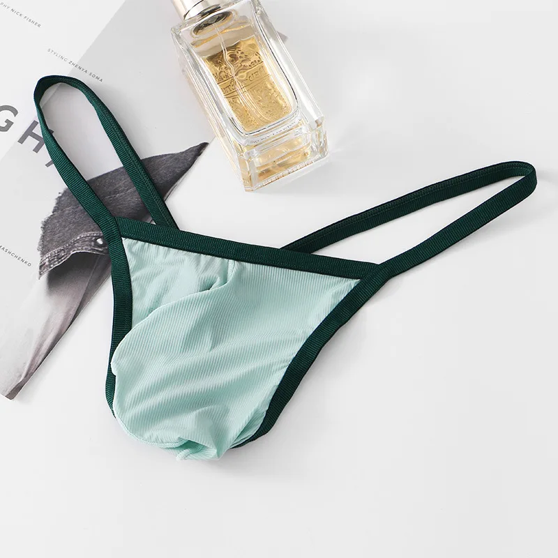 

Men Thongs Sexy Ice Silk Ultra-Thin Low-Waist Transparent U Convex Pouch Lingerie Underpants Breathable Tanga Bikini Slip Homme