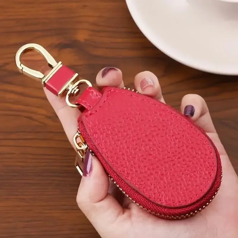Leather Zipper Key Wallet Keychain Multifunctional Mini Purse Key Holder Case 1PCS