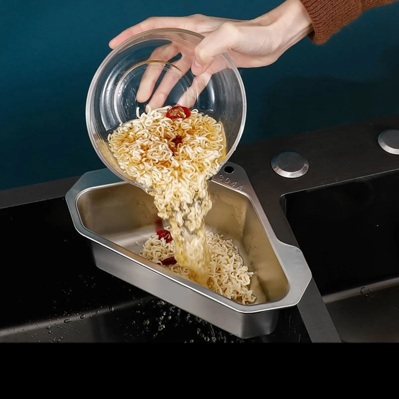 

Kitchen Sink Drain Basket Stainless Steel Triangular Drain Rack Leftovers Filter Sink Receiving Basket For Kitchen