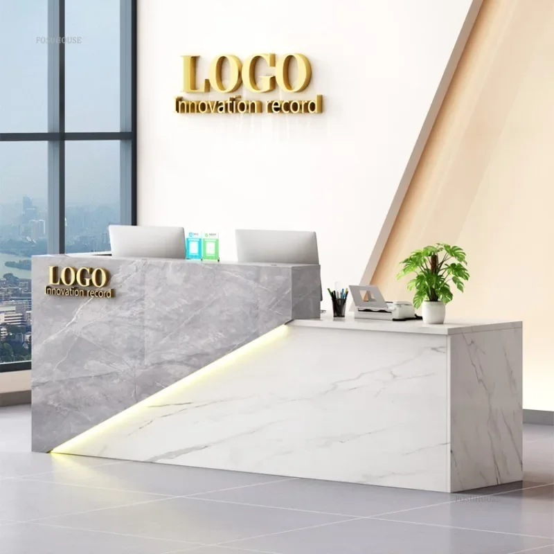 Modern Commercial Reception Desk Office Furniture Front Desks Small Shop Beauty Salon Counter Simple Bar Table Cashier u