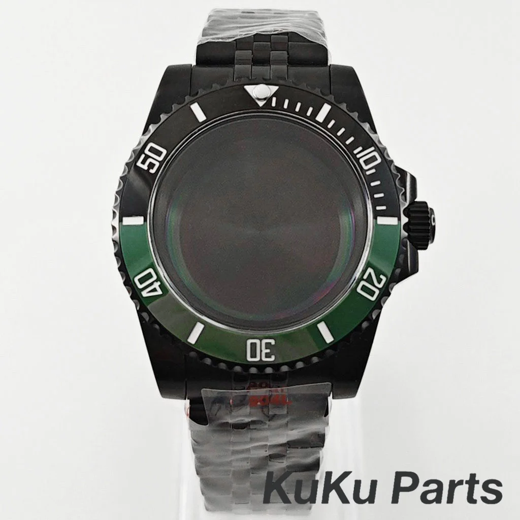 Black Purple GMT Bezel Watch Case with PVD Black Jubilee Bracelet and Sapphire Crystal