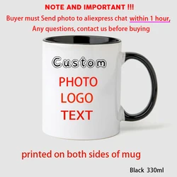 Customized Photo Mug - Personalized Gift for Family, Kids, Pets, or Special Occasions (Black mug)
