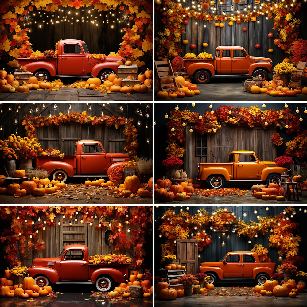 

Autumn Thanksgiving Party Background Harvest Fall Pumpkin Hay Maple Leaves Wheat Field Background Photo Baby Birthday Portrait