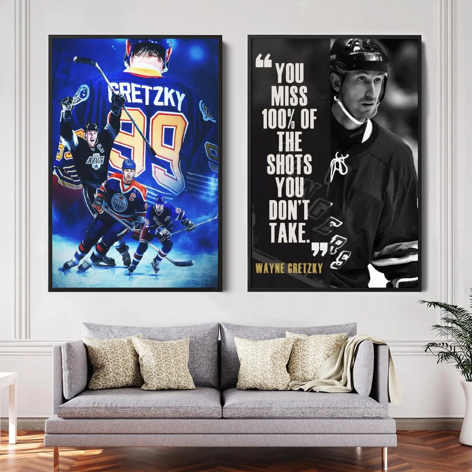 Wayne Gretzky Edmonton Oilers Cartoon Art Canvas Print