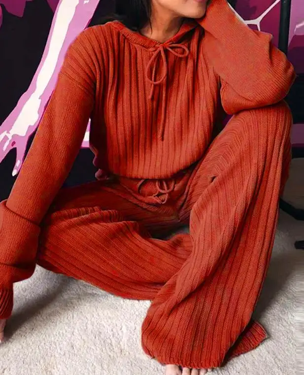 

Fashion Women's 2023 Temperament Commuting Autumn New Long Sleeve Loose Hooded Casual Pants Set