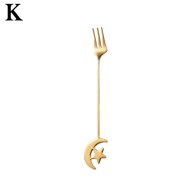 Octopus Spoons Fork Mini Metal Gold Carved Coffee Snacks Fruit Prikkers Dessert Fork Kitchen Tool Teaspoon