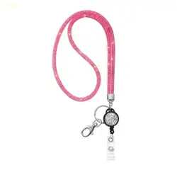 Elegant Rhinestone Sparkling Lanyard Necklace (Peach pink)