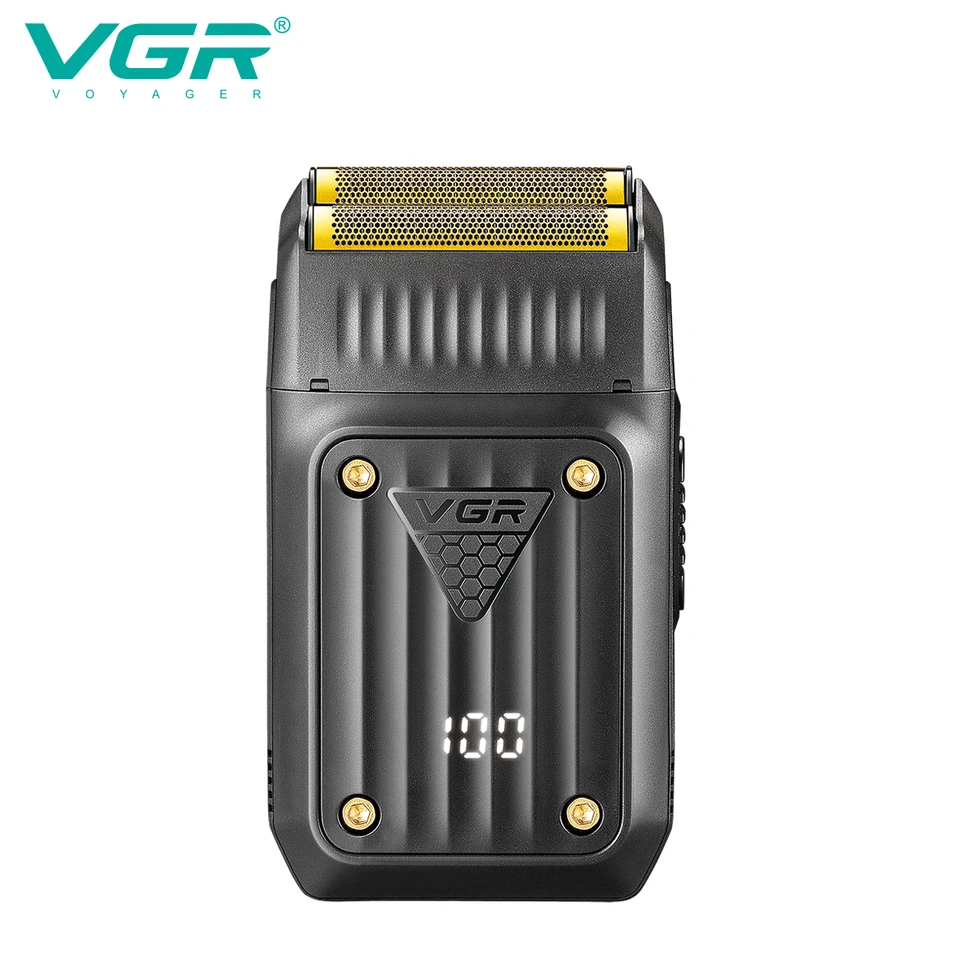 VGR Professioneller elektrischer Barttrimmer mit Digitalanzeige, wiederaufladbarer Rasierer mit Hubmechanismus für Herren V-363_voghion.com