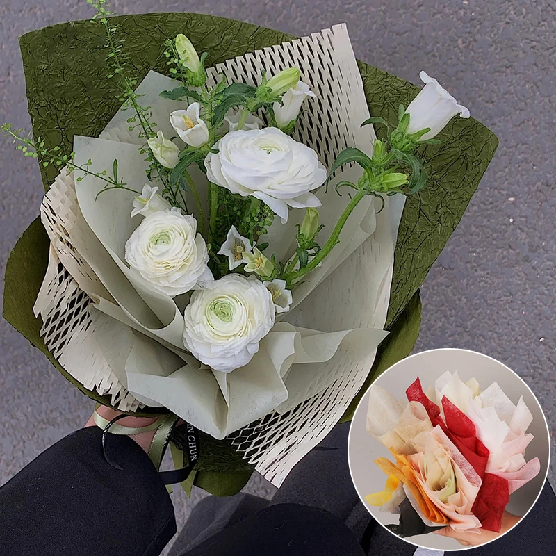 60cm*5y/lot Korea Non-woven Tissue Paper Diy Bouquet Flower Wrapping Paper  Fiber Texture Florist Gift Packing Suppliers - Craft Paper - AliExpress