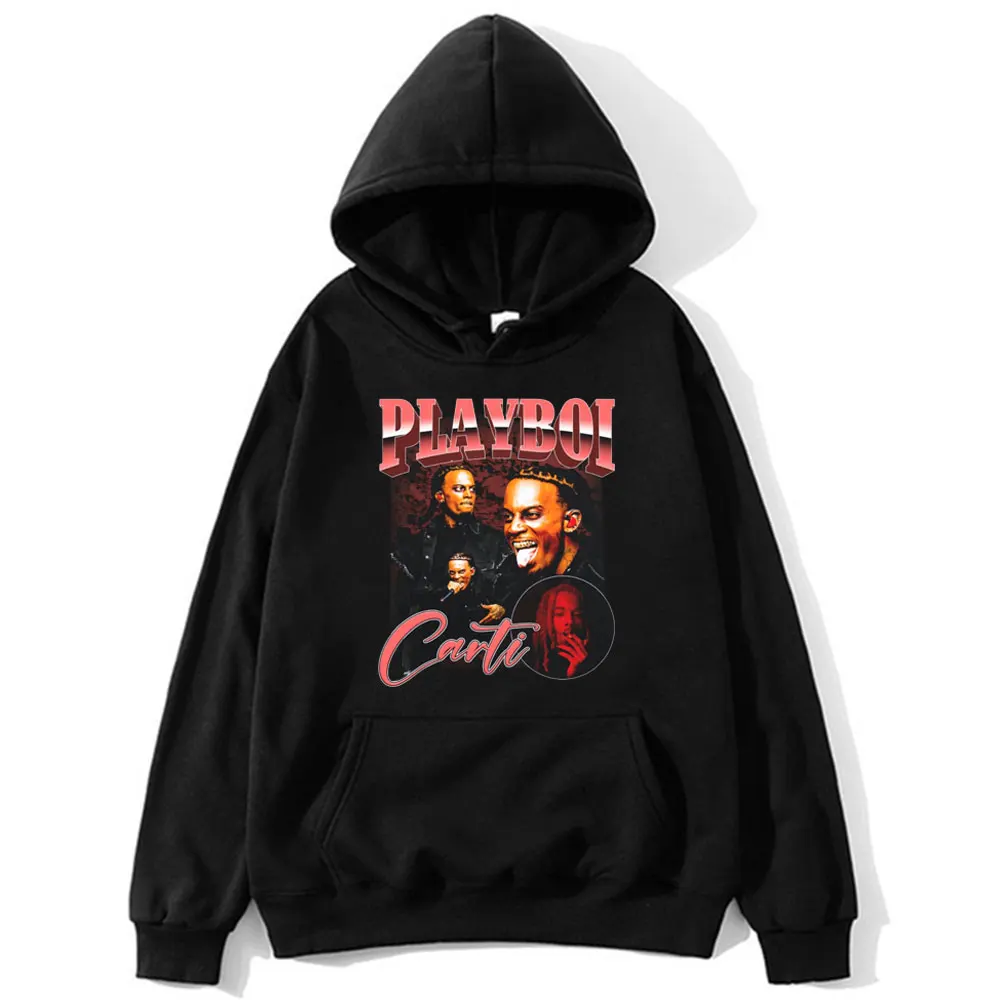 

Rapper Playboi Carti Print Harajuku Hoodies Men Women Hip Hop Vintage Oversized Hooded Sweatshirt Punk Casual Hoodie Streetwear