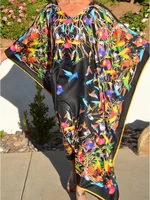 Beach Dresses Bird Bohemian Kaftans for Women 2025 New Loose Bikini Cover Ups Maxi Robe Elegant Bathing Suits - Image 3