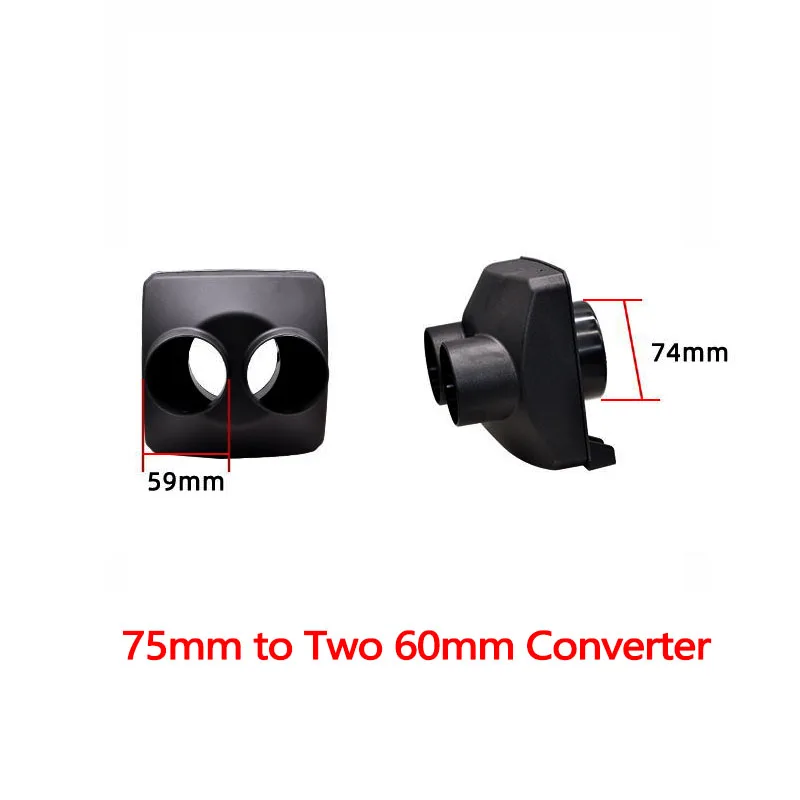 75mm 1 Outlet to 60mm 2 Outlet Converter Exhaust Pipe Connector Cover Fit Auto Air Diesel Parking Heater Truck Caravan Boat