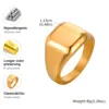 Oral alière en acier inoxydable pour hommes et femmes, bague de bande de document en argent doré, bague Pinky Cool, bijoux simples, cadeau pour lui