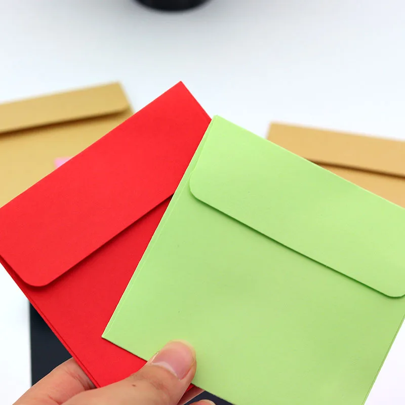 Colorful Blank Mini Paper Envelopes 10Pcs 10x10cm Wedding Party Invitation Greeting Cards Gift Cover New Year Greeting Envelope