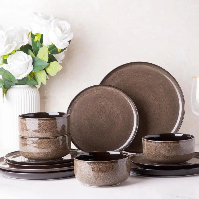 Ceramic Dinnerware Sets 12-Piece Plates and Bowls ceramic dinnerware set