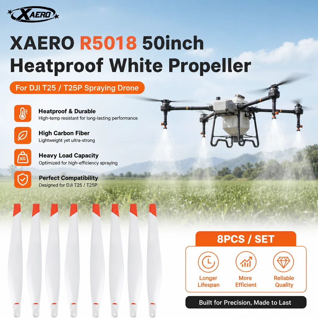 XAERO R5018 50 Zoll hitzebeständiger weißer Propeller für DJI T25 T25P, Hochleistungs-Sprühdrohne mit hohem Kohlenstoffgehalt.