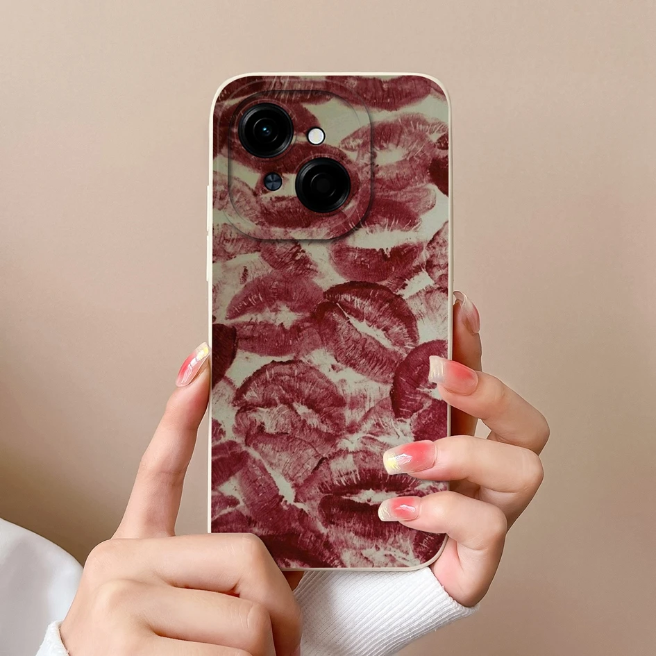 Colorful Pattern Liquid Silicone Case with Lens Protection