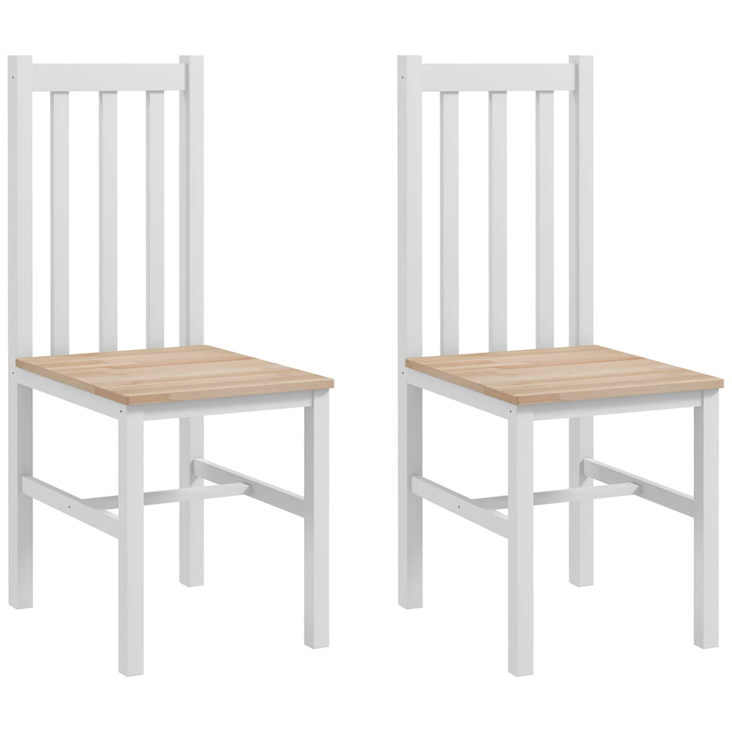 

Set of 2 HOMCOM Farmhouse Elegant Armless Dining Chairs with Classic Slat Back Design in Fresh White Color for Kitchen or Dining