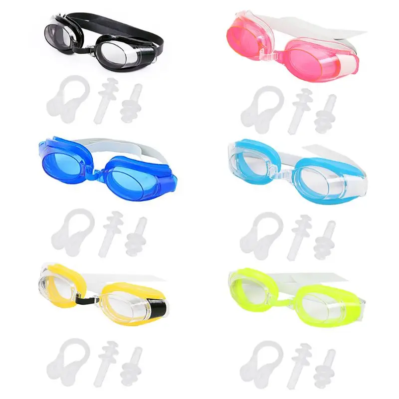 Swimming Goggles for Adult Antifog Waterproof With Nose Cover Ear Plugs