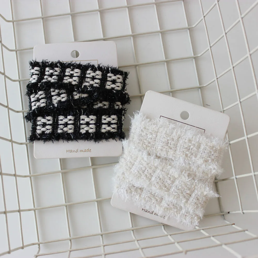 2Yards 2.5cm Winter New Tweed Fringed Trim Black&White Braid Webbing Sewing Accessory for Winter Coat DIY vintage Trimming