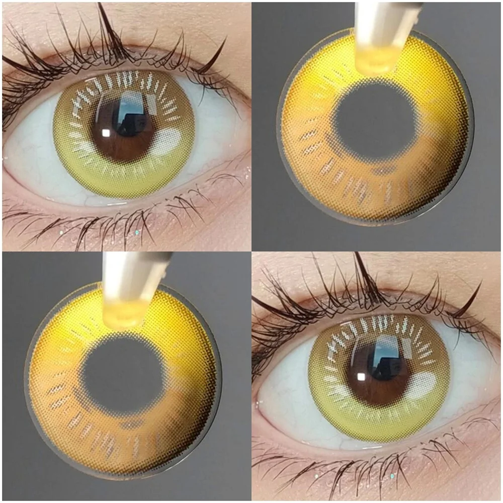 Vibrant Anime-Inspired Colored Contact Lenses - Yellow, Hazel, Brown, Green & Gray