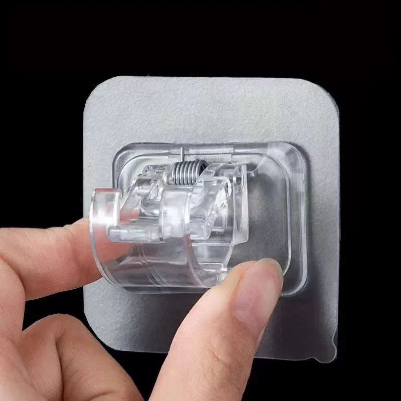 Multifunctional Hooks Self Adhesive Wall Hooks Self Adhesive Hooks Curtain Rod Bracket Hooks Self Adhesive Wall Nail Free Rail Bracket Clips Adjustable Shower Home Storage Hanging Stick Holder