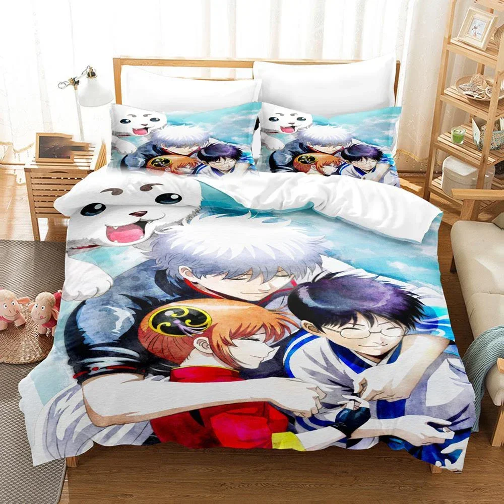 3D Printed Gintama Bedding Set Anime Gintoki Sakata Duvet Cover Double Twin Full Queen King Adult Kids Bedclothes Quilt Cover 3