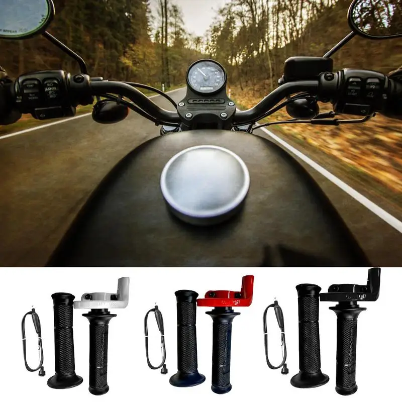 

Motorcycle Hand Grip Black Radial Full Waffle ATV Heated Grips Scooter Moped Bar Hand Warmer with Throttle Cable for Mini Bike