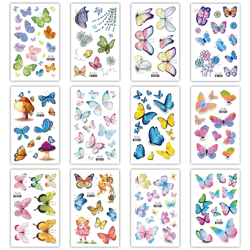 Fairy Shiny Glittering Butterfly Tattoo Sticker 3D Sexy Face Eyes Jewels Tattoo Halloween Party Body Art Decoration Gems Sticker