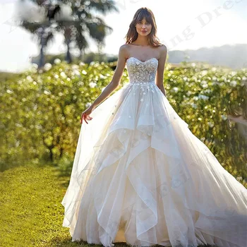abito da sposa con fiori senza spalline, senza schienale e senza maniche, stile lungo, elegante abito da festa di fidanzamento con spalle scoperte personalizzato