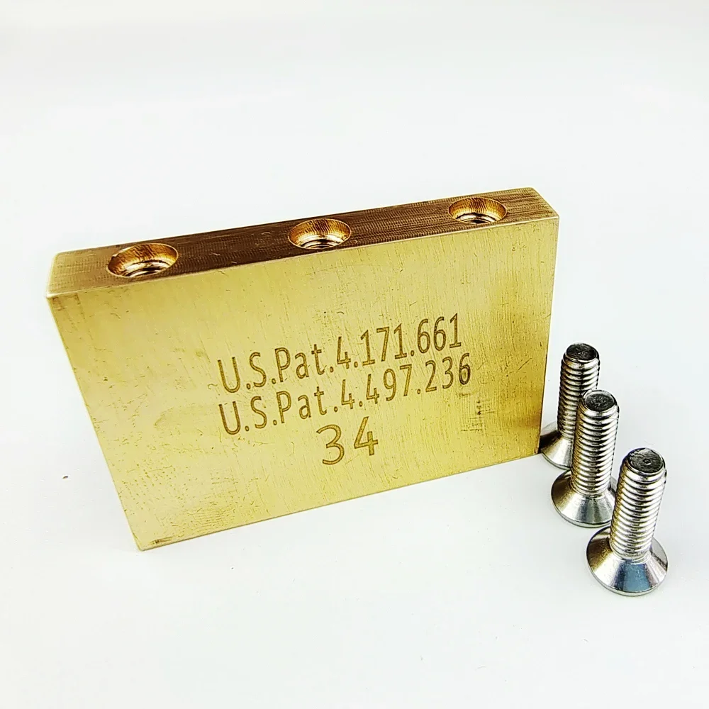 【Hergestellt in Japan】 Tremolo-System-Brücke für E-Gitarre, Messingblock für Teile der FR Floyd Rose Special Bridge, hergestellt in Korea, 34 mm – Detail 3