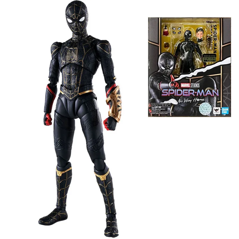 

BANDAI SHFiguarts SHF SPIDER MAN NO WAY HOME SPIDER MAN BLACK AND GOLD SUIT Peter Benjamin Parker Anime Figure Model