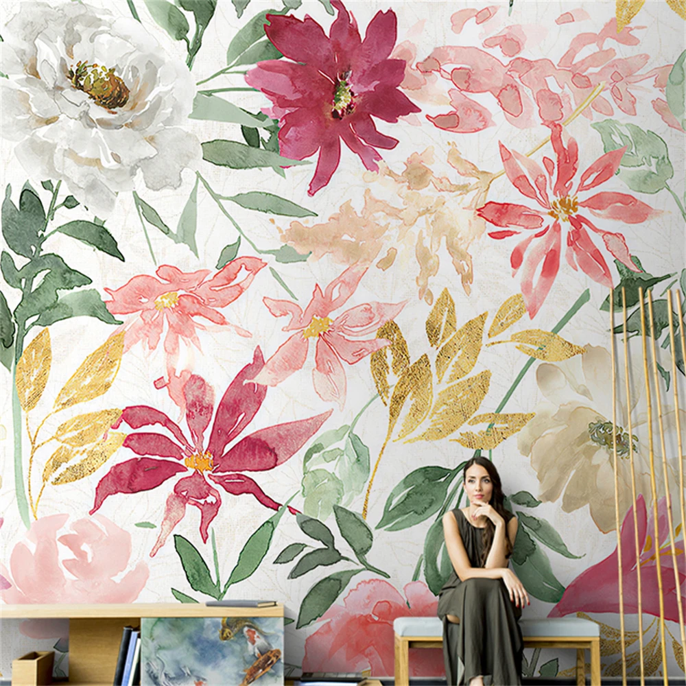 Custom Nordic flower modern wallpaper couple dining room decoration sofa art wallpaper bedroom TV background mural 3D wall paper