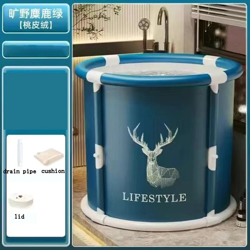 Folding Bath Tub Round Portable Bathtub Foldable Bath Bucket Plastic Bathroom SPA Bucket Easy Storage Bathing Tub For Adult Kid