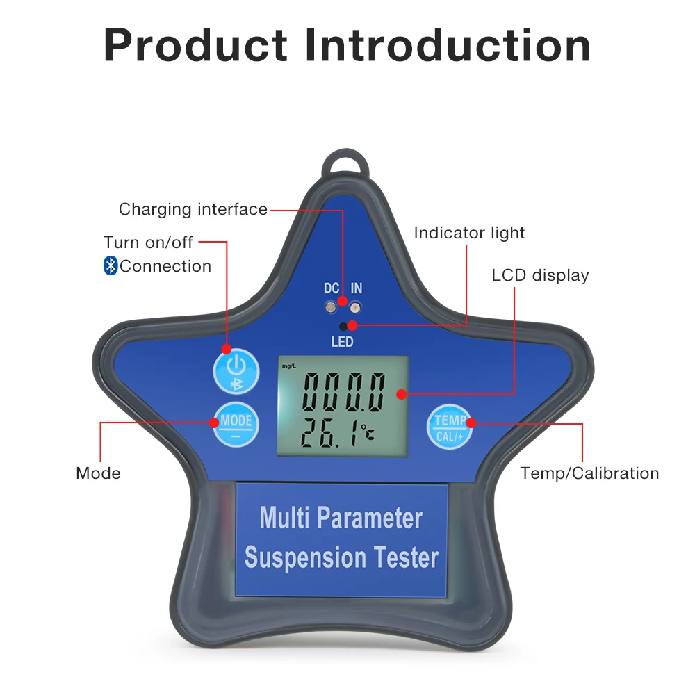 Tuya Multi Parameter Suspension Tester 9 in 1 Water Quality Monitor pH ORP