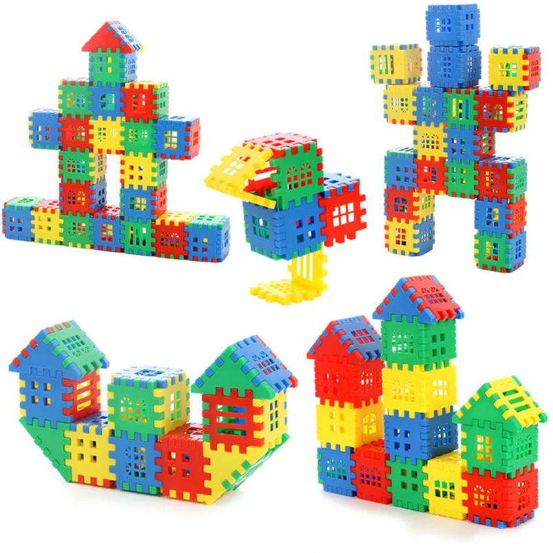 1SET = 160/100PCS Baby Children Kids Construction Educational Learning House Building Brain Developmental Game Blocks Toy Set L1