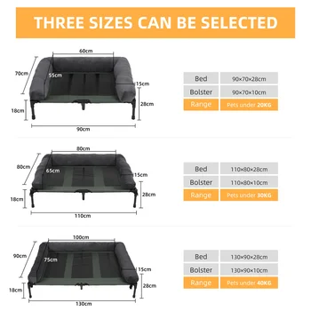 XXL XL Large Dog Bed Outdoor Raised Dog Bed with Cooling Breathable Mat and Soft Plush Mat Pet Puppy Camping Cot for Home Garden 5